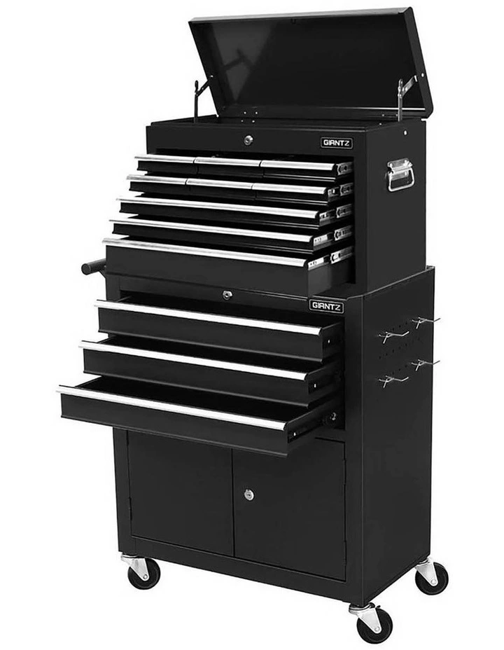 Tool Chest Trolley Cabinet Toolbox 12 Drawers Storage in Black image 1