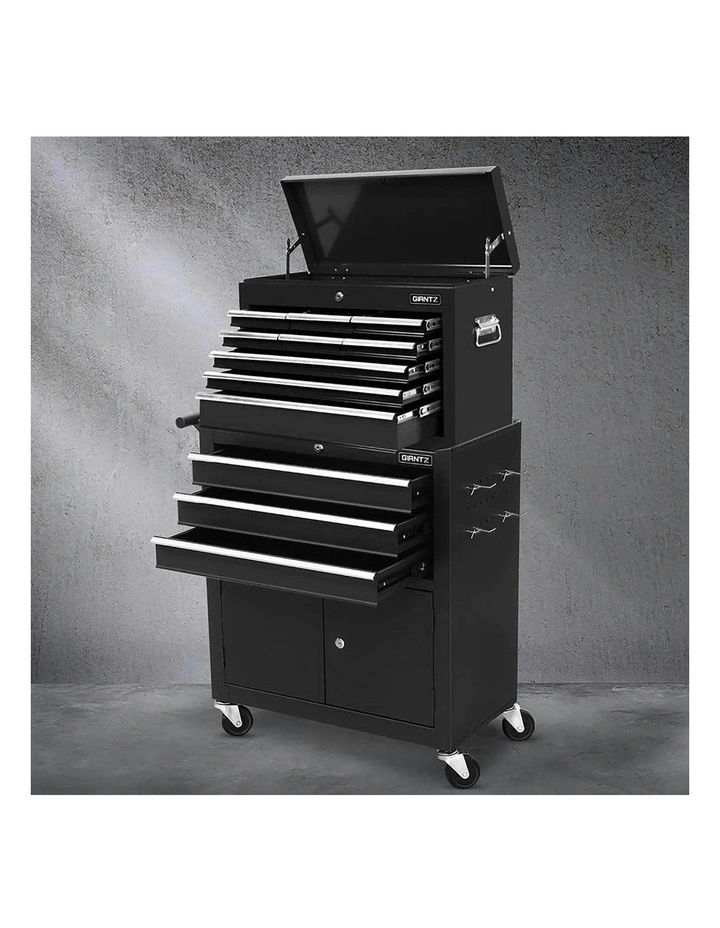 Tool Chest Trolley Cabinet Toolbox 12 Drawers Storage in Black image 3