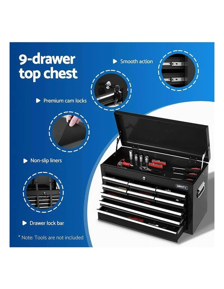 Tool Chest Trolley Cabinet Toolbox 12 Drawers Storage in Black image 5