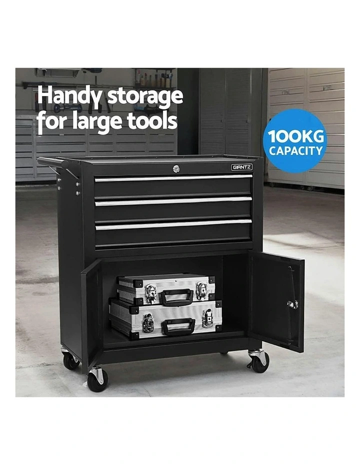 Tool Chest Trolley Cabinet Toolbox 12 Drawers Storage in Black image 7