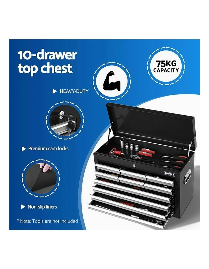 Drawers Tool Chest Trolley Toolbox 2-in-1 Storage 15 in Black/Grey image 5