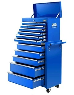 Drawers Tool Chest Trolley Toolbox 2-in-1 Storage 15 in Blue