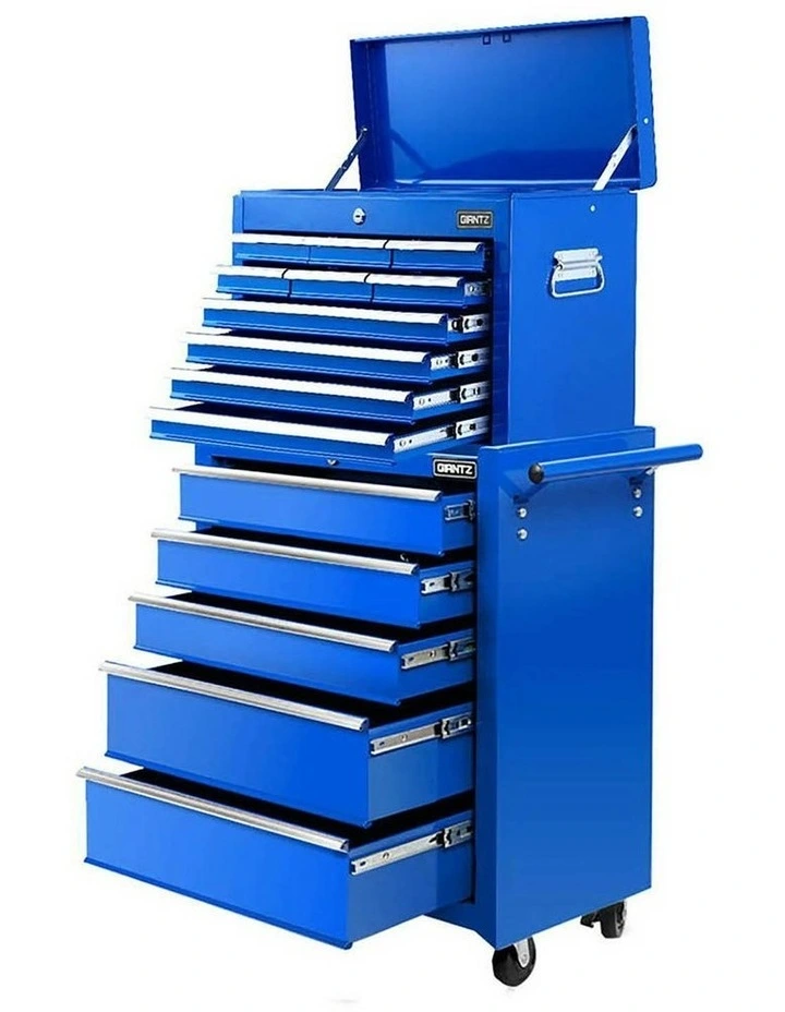 Drawers Tool Chest Trolley Toolbox 2-in-1 Storage 15 in Blue image 1