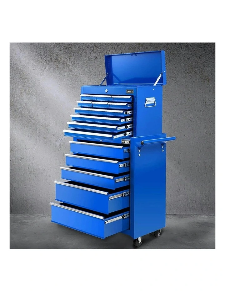 Drawers Tool Chest Trolley Toolbox 2-in-1 Storage 15 in Blue image 3