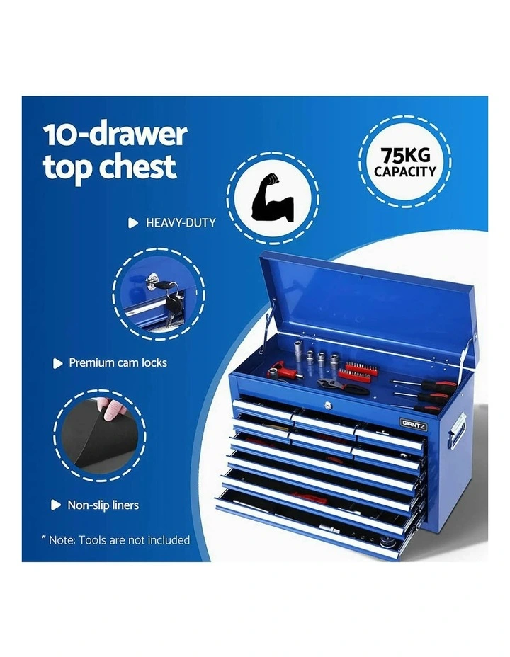 Drawers Tool Chest Trolley Toolbox 2-in-1 Storage 15 in Blue image 5