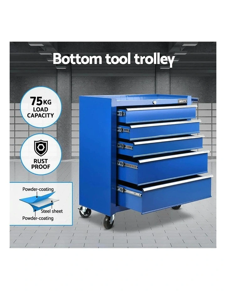 Drawers Tool Chest Trolley Toolbox 2-in-1 Storage 15 in Blue image 6