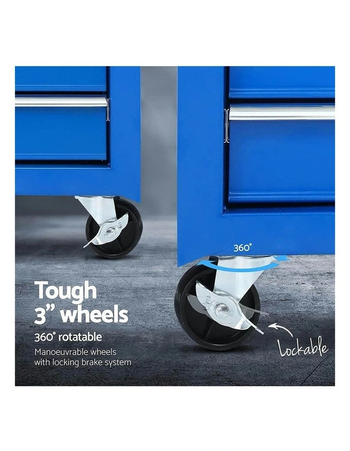 Drawers Tool Chest Trolley Toolbox 2-in-1 Storage 15 in Blue image 7
