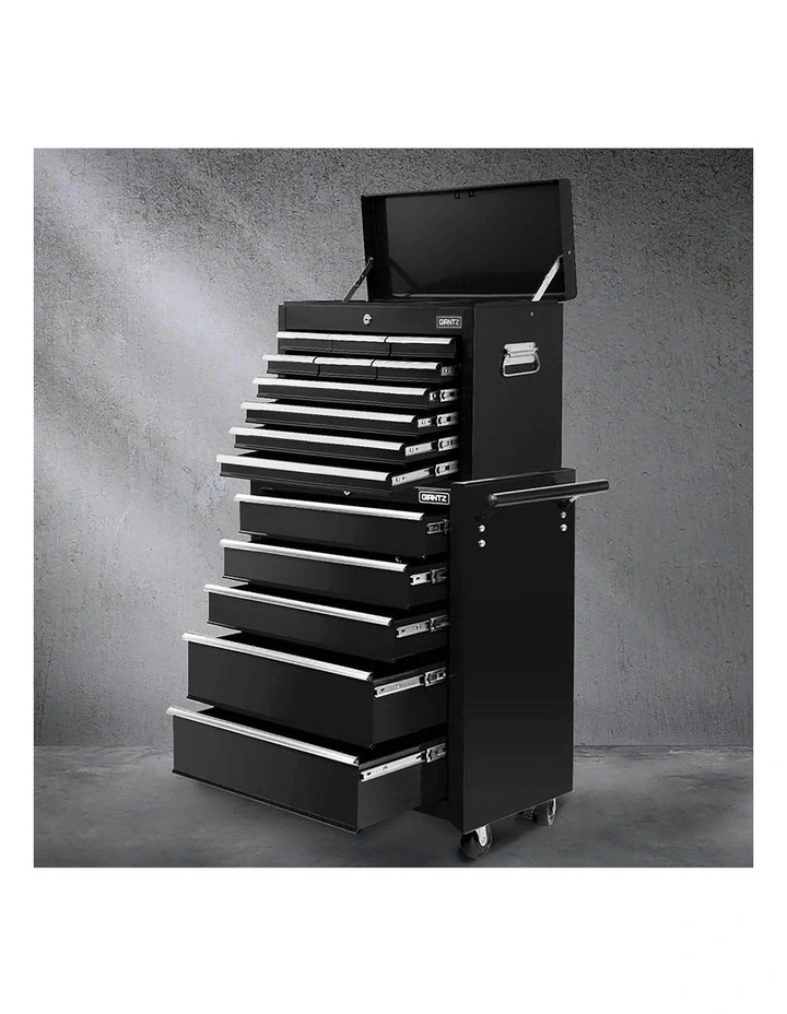 Drawers Tool Chest Trolley Toolbox 2-in-1 Storage 15 in Black image 3