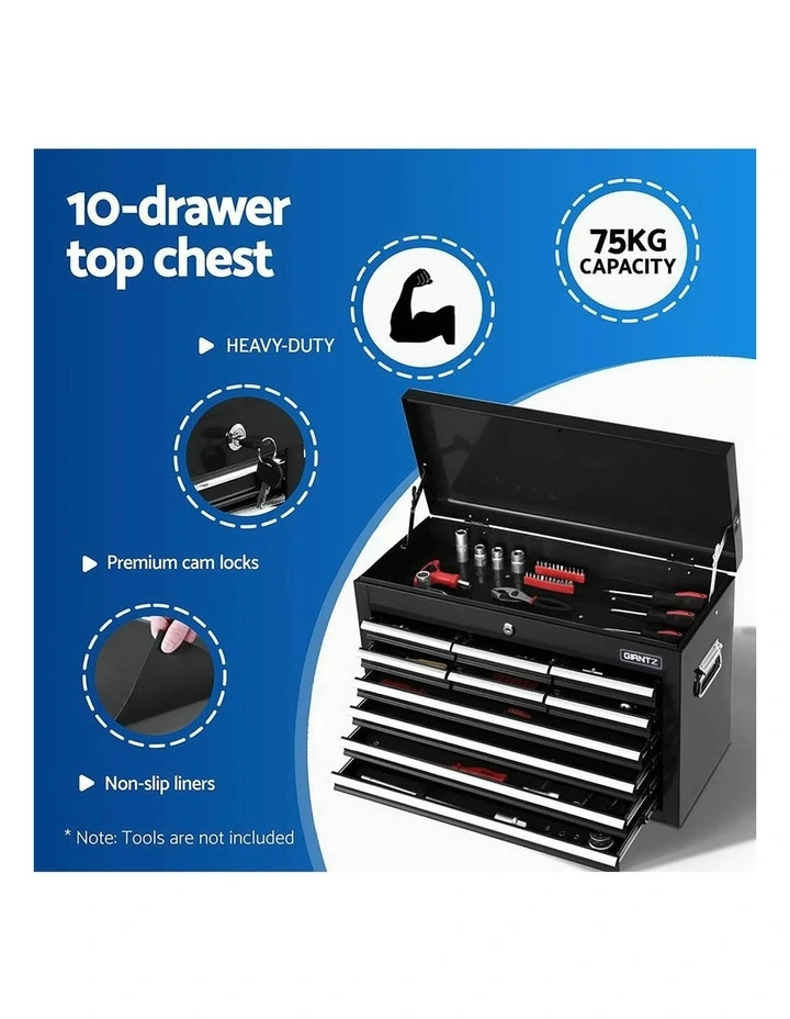 Drawers Tool Chest Trolley Toolbox 2-in-1 Storage 15 in Black image 5