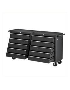 Tool Chest Trolley Toolbox Storage 10 Drawers in Black