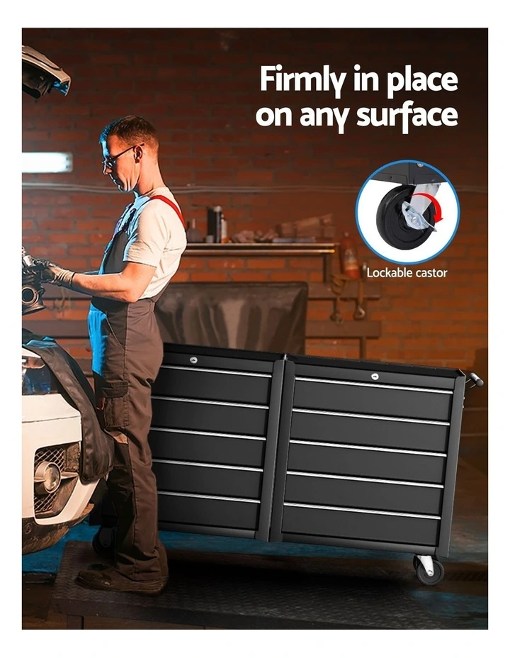 Tool Chest Trolley Toolbox Storage 10 Drawers in Black image 7