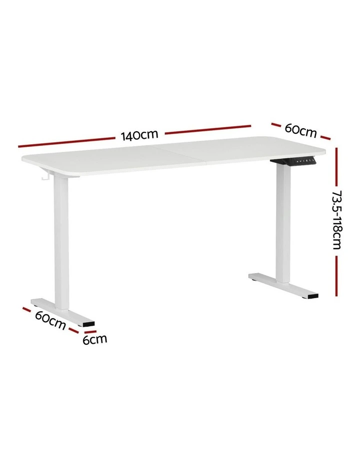 Electric Standing Adjustable Home Office Desk 140cm in White image 3
