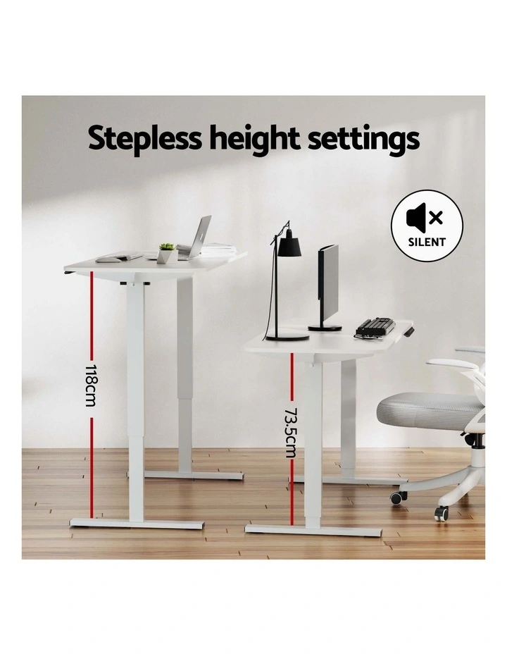 Electric Standing Adjustable Home Office Desk 140cm in White image 6