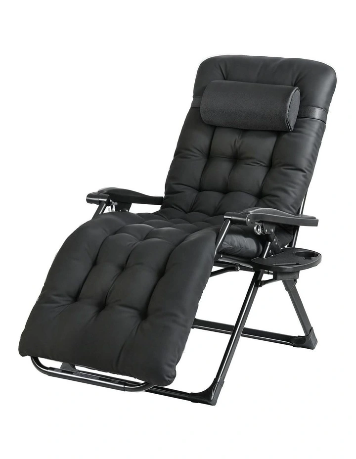 Sun Folding Camping Zero Gravity Lounger Chair in Black image 1