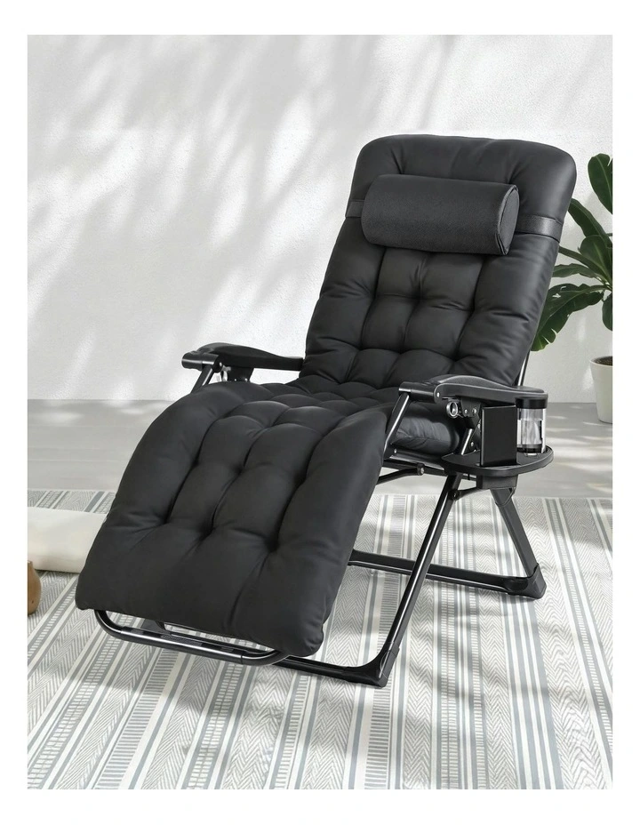 Sun Folding Camping Zero Gravity Lounger Chair in Black image 3