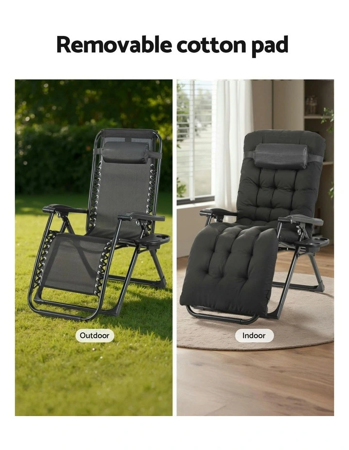 Sun Folding Camping Zero Gravity Lounger Chair in Black image 6