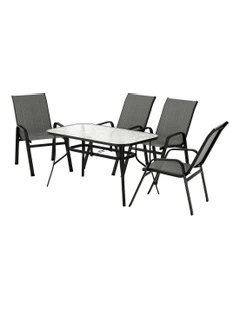 Outdoor Dining Set Table and Chairs Patio Furniture Bistro Set Garden 5 Pieces in Black