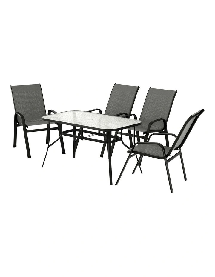 Outdoor Dining Set Table and Chairs Patio Furniture Bistro Set Garden 5 Pieces in Black image 1
