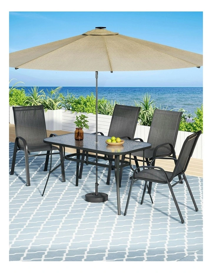 Outdoor Dining Set Table and Chairs Patio Furniture Bistro Set Garden 5 Pieces in Black image 3