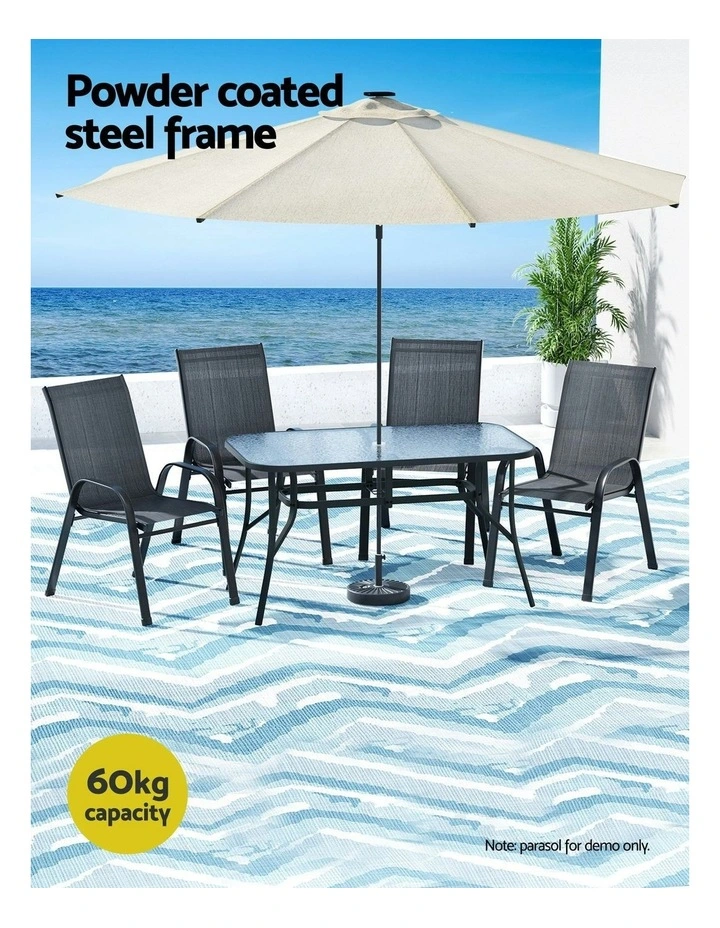Outdoor Dining Set Table and Chairs Patio Furniture Bistro Set Garden 5 Pieces in Black image 5