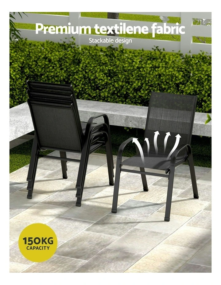 Outdoor Dining Set Table and Chairs Patio Furniture Bistro Set Garden 5 Pieces in Black image 6