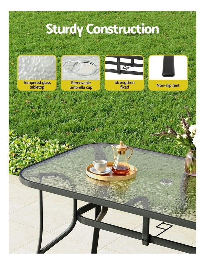 Outdoor Dining Set Table and Chairs Patio Furniture Bistro Set Garden 5 Pieces in Black image 7