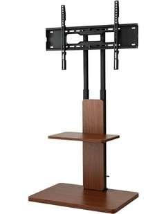 TV Stand 32-70 Height Adjustable Wooden Tray Swivel in Brown