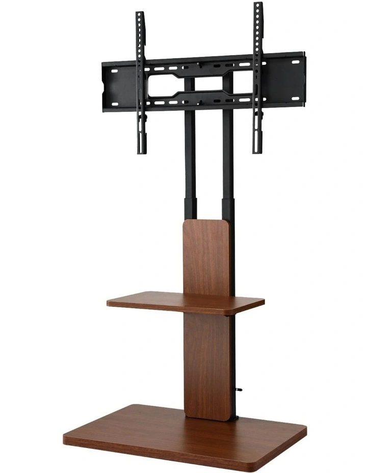 TV Stand 32-70 Height Adjustable Wooden Tray Swivel in Brown image 1