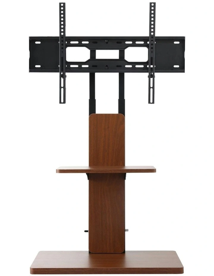 TV Stand 32-70 Height Adjustable Wooden Tray Swivel in Brown image 2