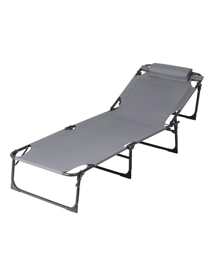 Sun Folding Lounge Beach Chair Patio in Grey image 1