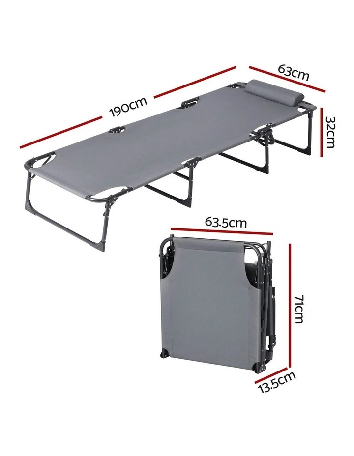 Sun Folding Lounge Beach Chair Patio in Grey image 4