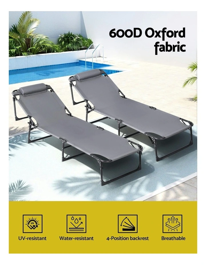 Sun Folding Lounge Beach Chair Patio in Grey image 5