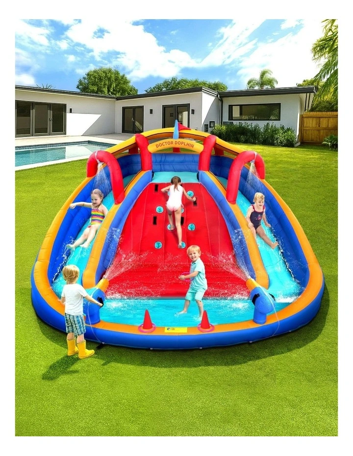 Kids Inflatable Pool Water Slide Cannon Splash Park Toss Game 408X386cm image 3