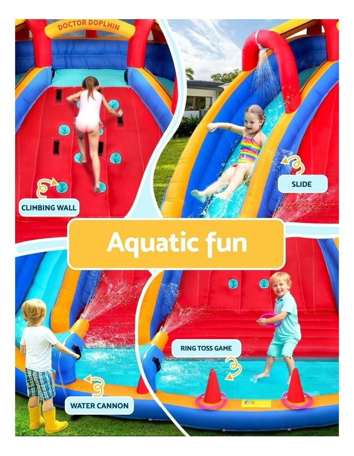 Kids Inflatable Pool Water Slide Cannon Splash Park Toss Game 408X386cm image 5