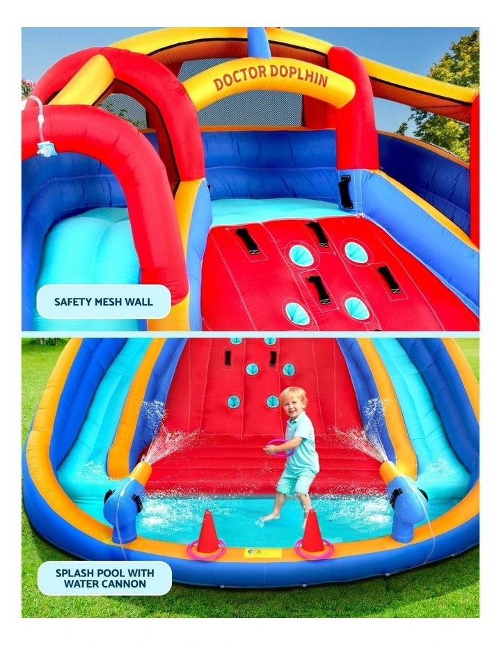 Kids Inflatable Pool Water Slide Cannon Splash Park Toss Game 408X386cm image 7