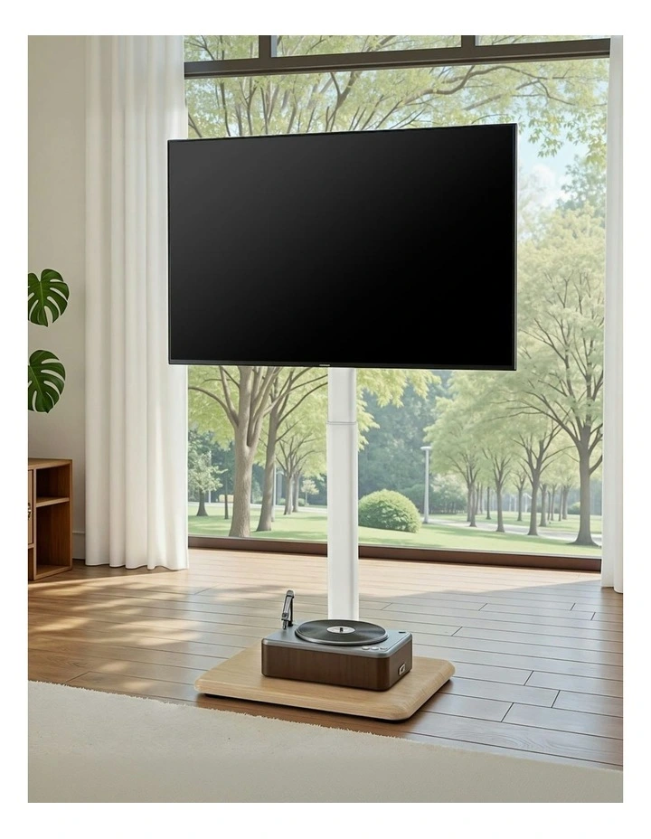 24-55'' Swivel Height Adjustable TV Stand in White image 3