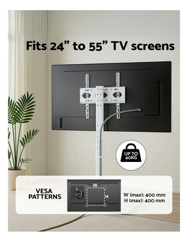 24-55'' Swivel Height Adjustable TV Stand in White image 5