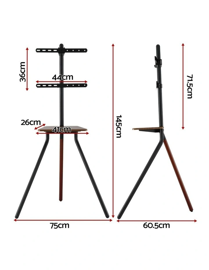 Wooden Tray 24-55 Swivel Height Adjustable Tv Stand in Black image 4