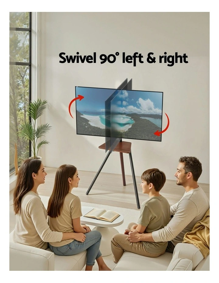Wooden Tray 24-55 Swivel Height Adjustable Tv Stand in Black image 7
