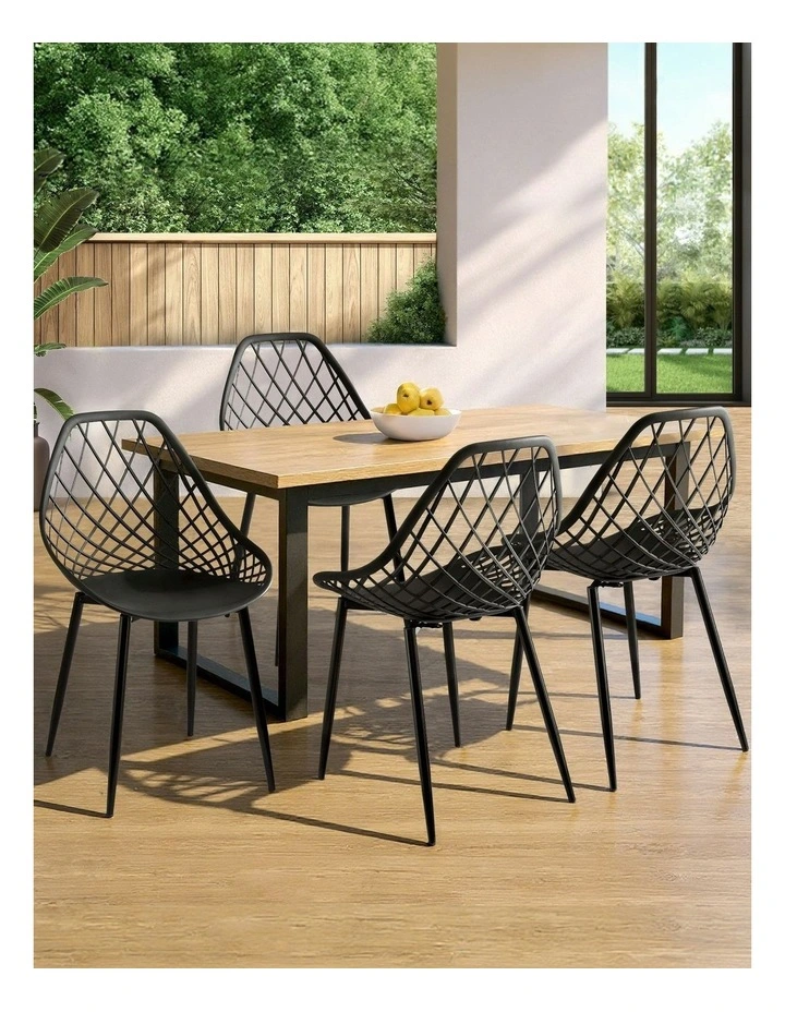 PP Lounge Chair Patio Garden Outdoor Dining Chairs in Black image 3