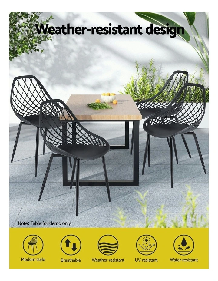 PP Lounge Chair Patio Garden Outdoor Dining Chairs in Black image 5