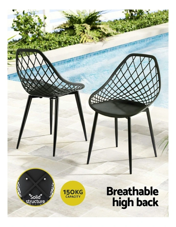PP Lounge Chair Patio Garden Outdoor Dining Chairs in Black image 6