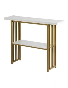 Marble Effect Console Table in White and Gold