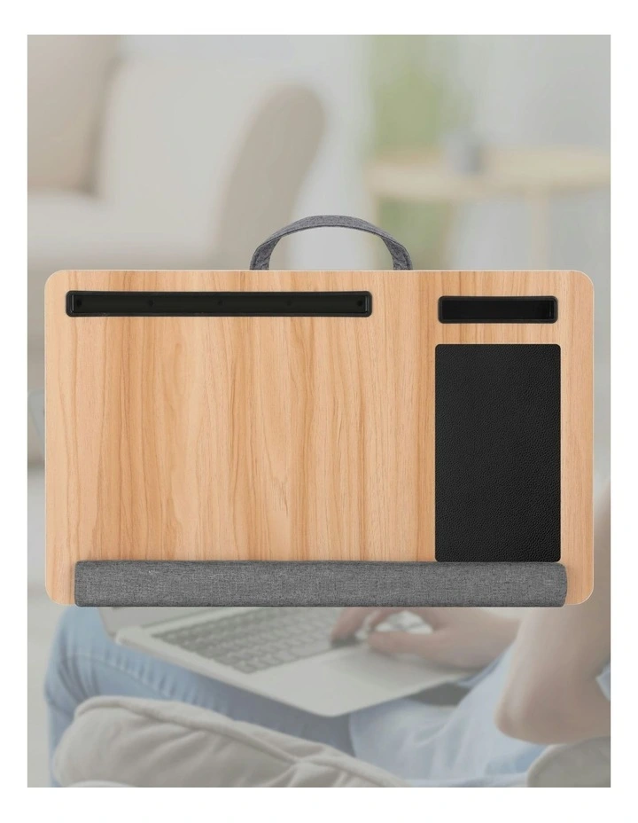 Portable with Wrist-rest Phone Slot Mouse Pad Laptop Desk 55cm in Brown image 5