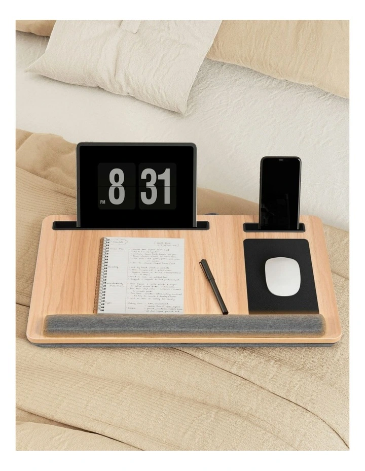 Portable with Wrist-rest Phone Slot Mouse Pad Laptop Desk 55cm in Brown image 6
