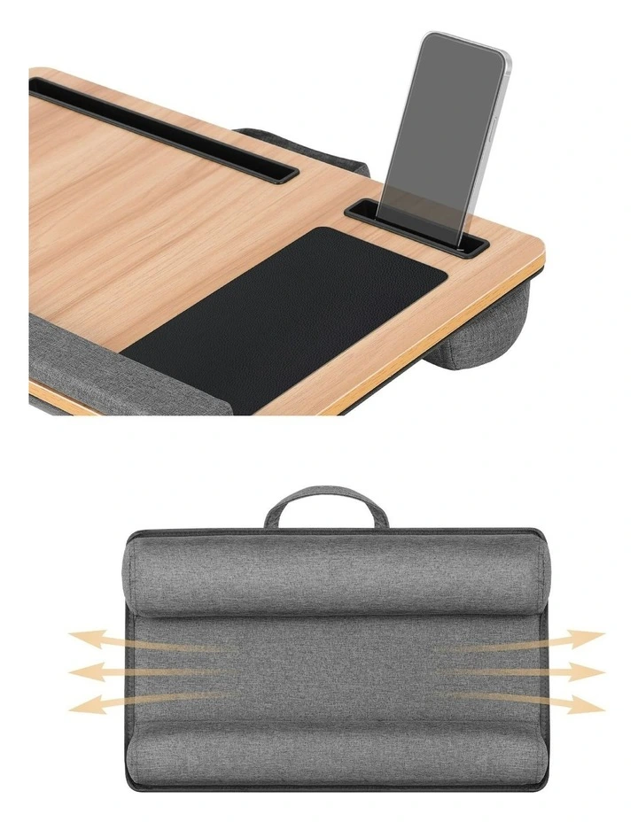 Portable with Wrist-rest Phone Slot Mouse Pad Laptop Desk 55cm in Brown image 7