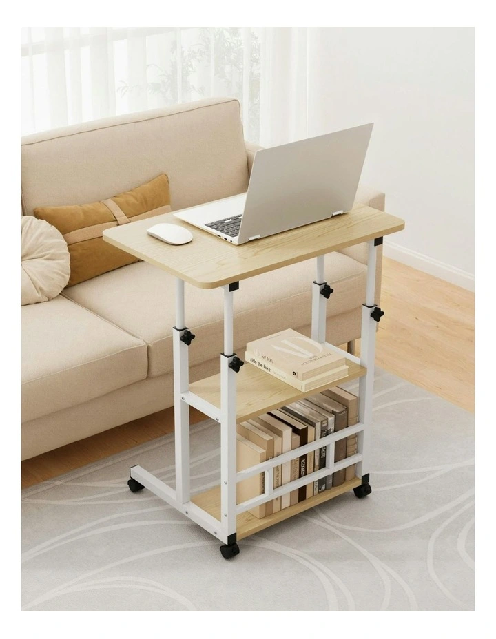 Height Adjustable Mobile Workstation Computer Desks 60cm in Brown image 3