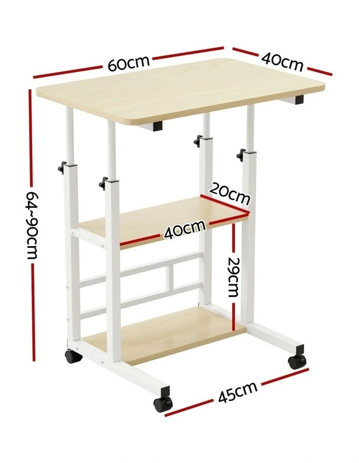 Height Adjustable Mobile Workstation Computer Desks 60cm in Brown image 4