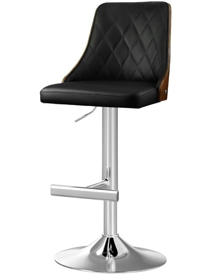 Swivel Adjustable Bentwood Bar Stool in Black image 1