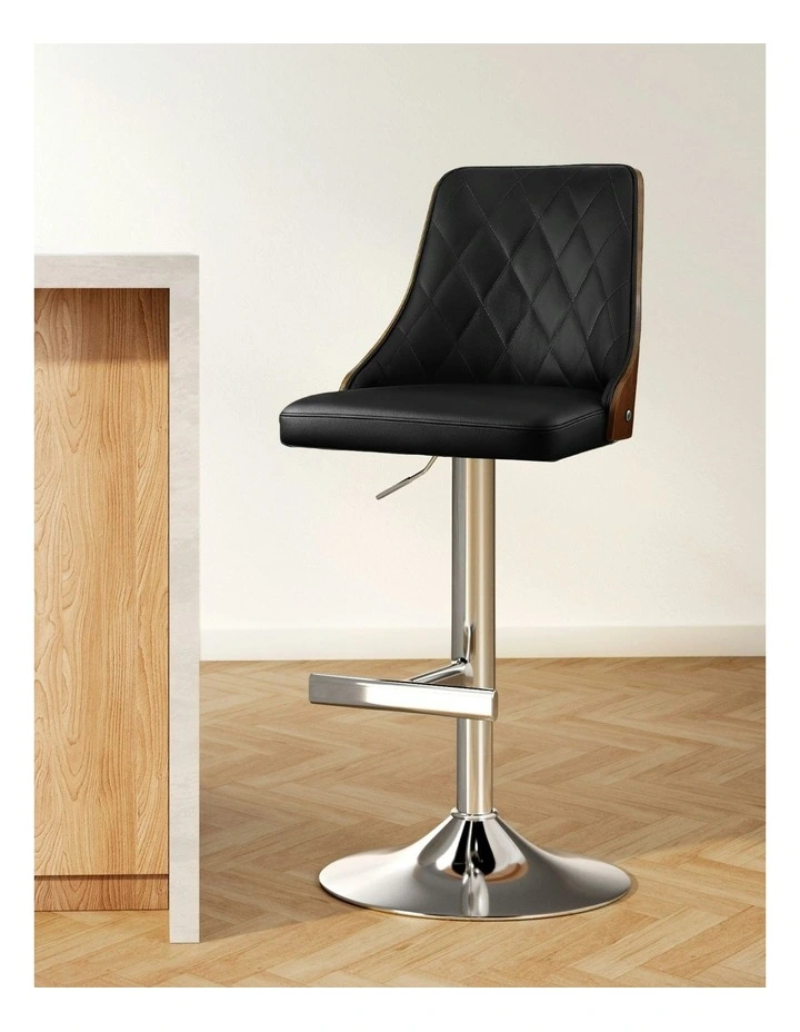 Swivel Adjustable Bentwood Bar Stool in Black image 3